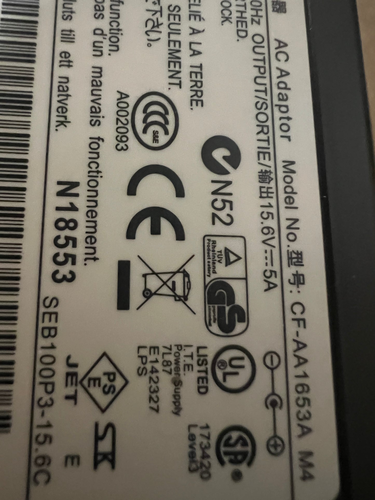 Panasonic Toughbook/Toughpad Adapter New