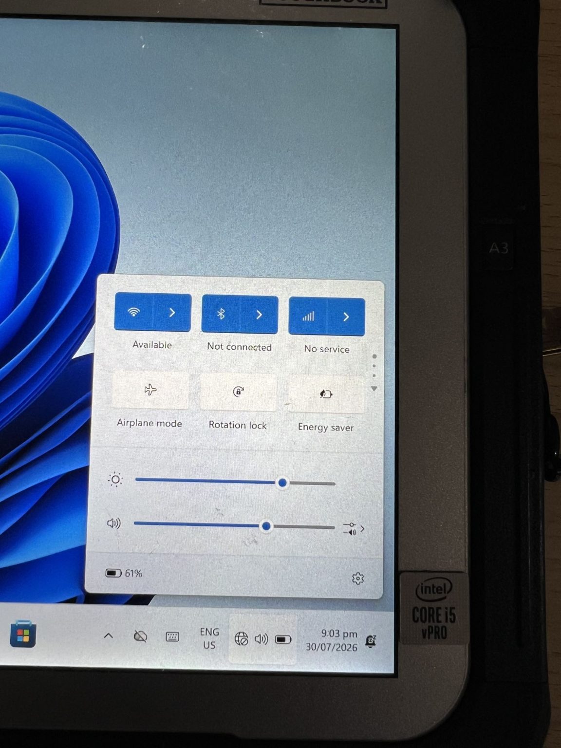 Panasonic Toughpad FZ-G2 16GB 512GB intel i5 10th Gen Windows 11
